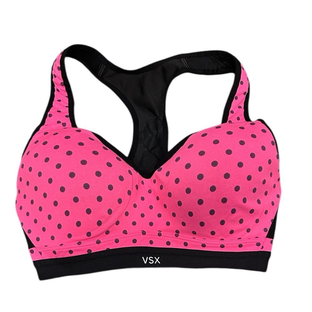 Victoria’s Secret Black and Pink Polka Dot Sports Bra